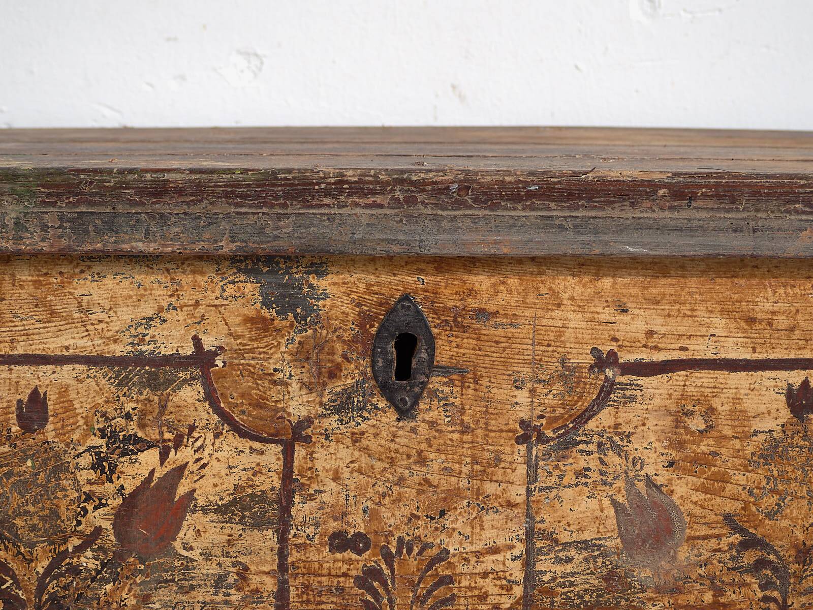 Antique solid gilded wooden chest dated 1846 #86