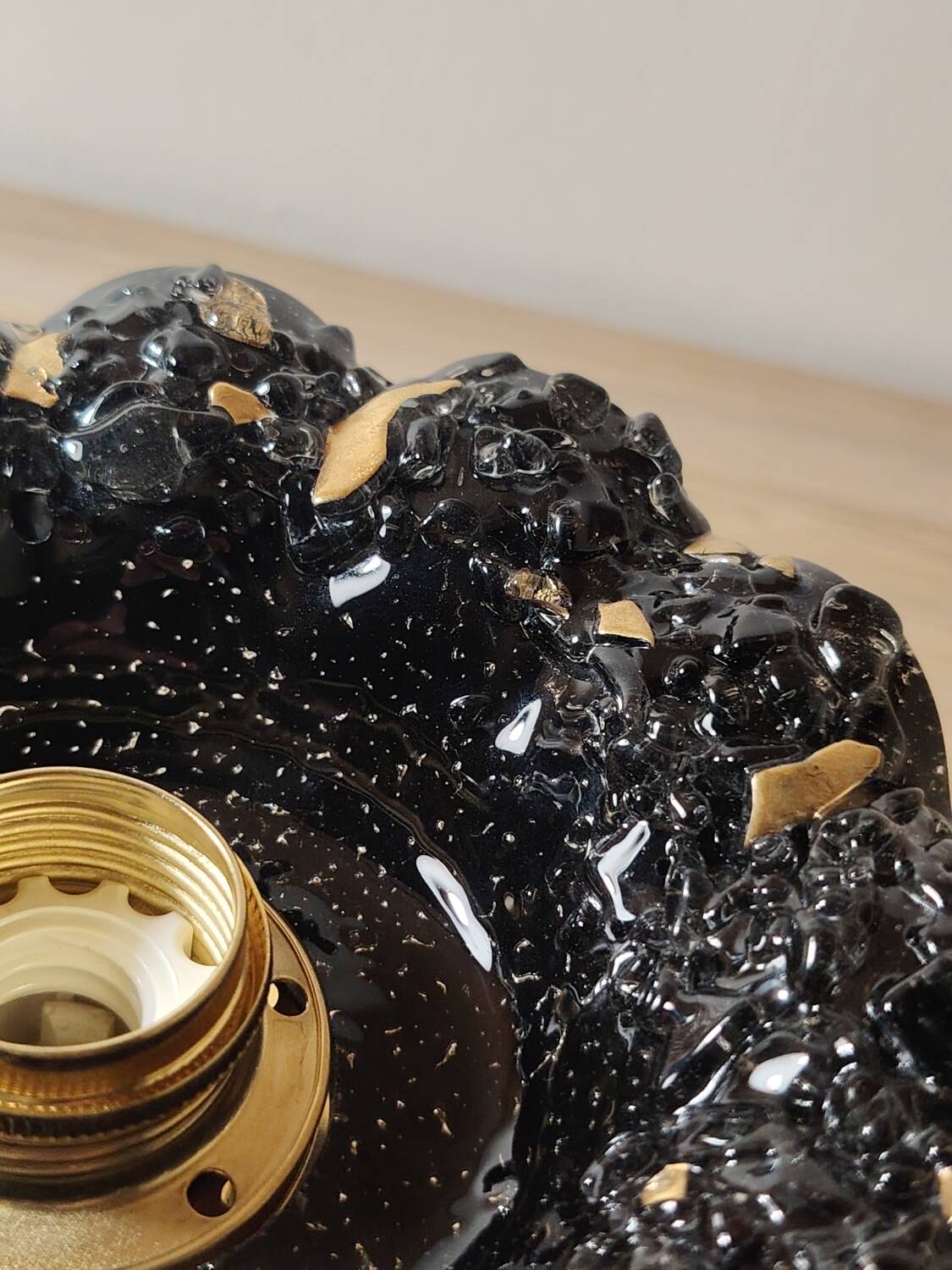 Black and gold Murano flower wall light