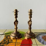 Paire de lampes en laiton vintage