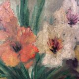 Tableau ancien "bouquet de glaïeuls"