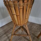 Pair of wicker and bamboo pot covers 70s
