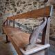 Banc de monastère antique XXL – Long banc de rangement en pin avec cadre en chêne, vers 1900–1920