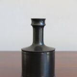 Black Ceramic Bottle Vase by Franco Bucci, Pesaro, 1970s