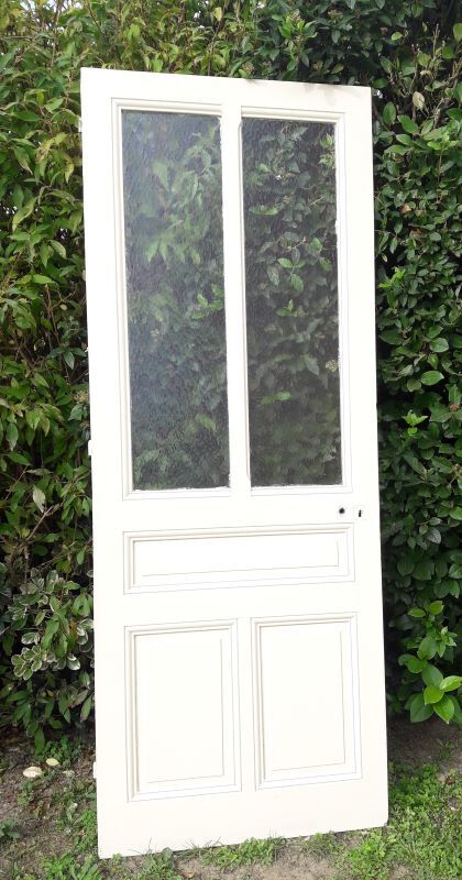Old translucent glass communication door 82.5x214.2cm