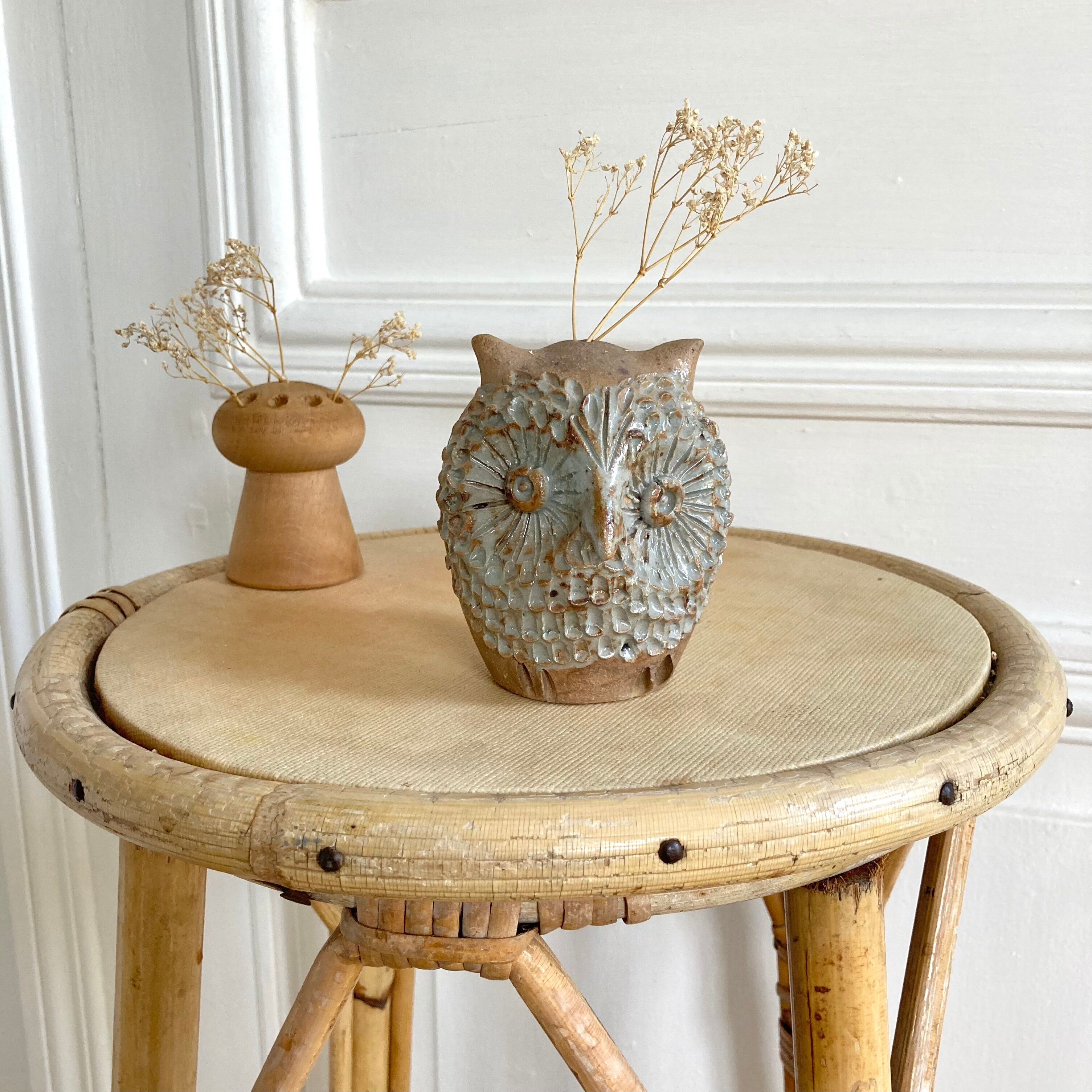 Pique flowers owl zoomorphic ceramic owl 70