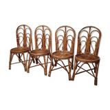 Ensemble de 4 chaises rotin vintage