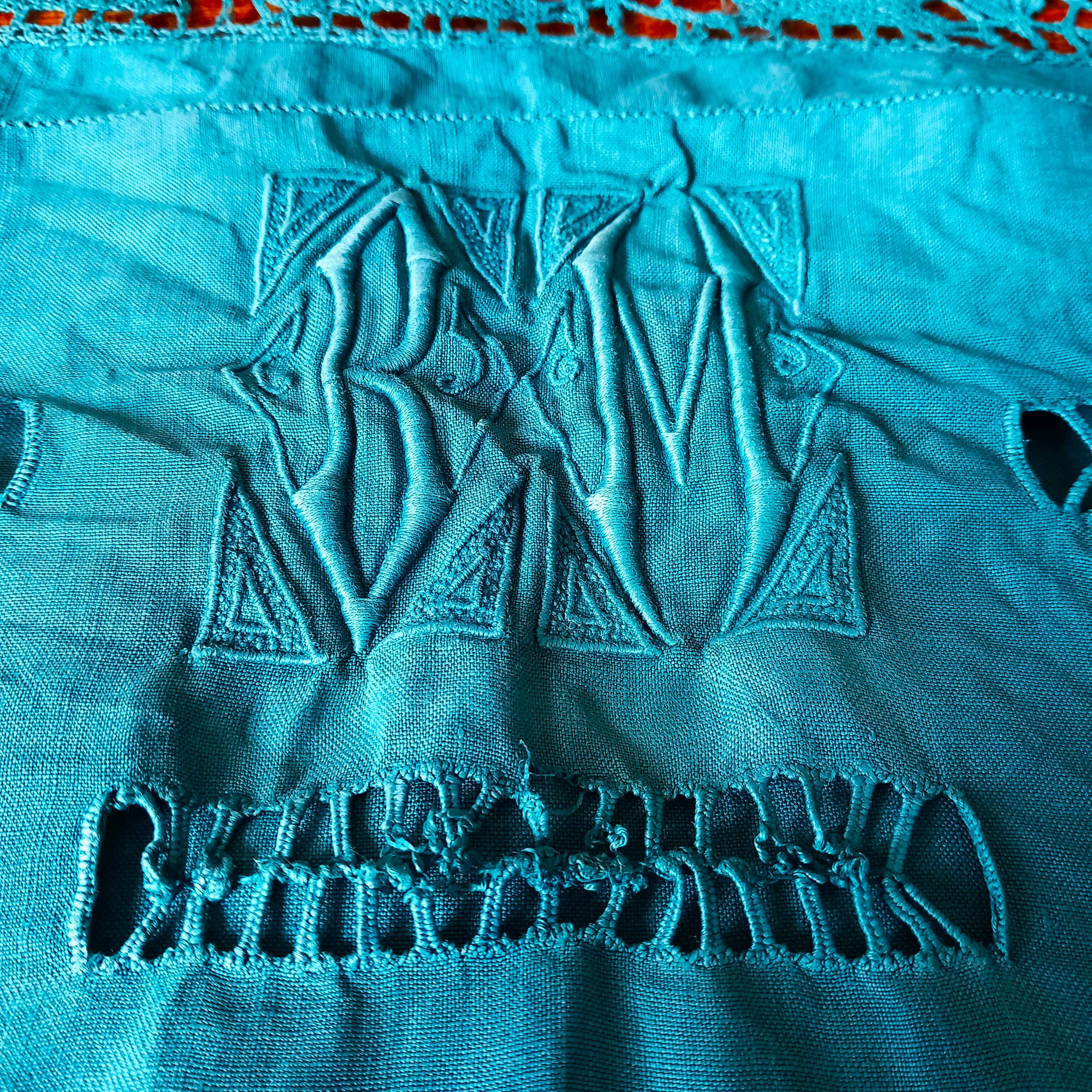 Pillowcase with embroidery and lace