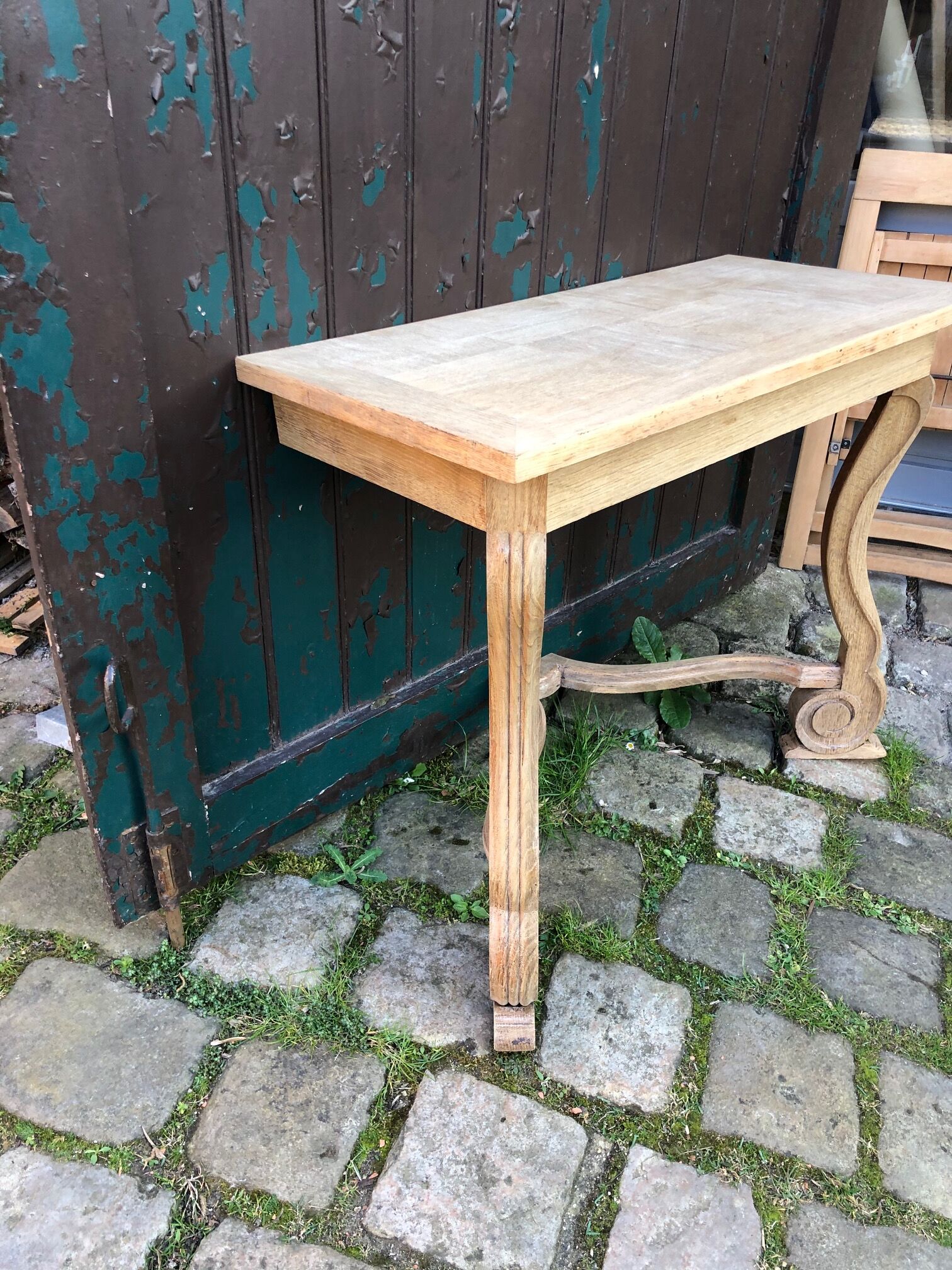 Striped oak wall console
