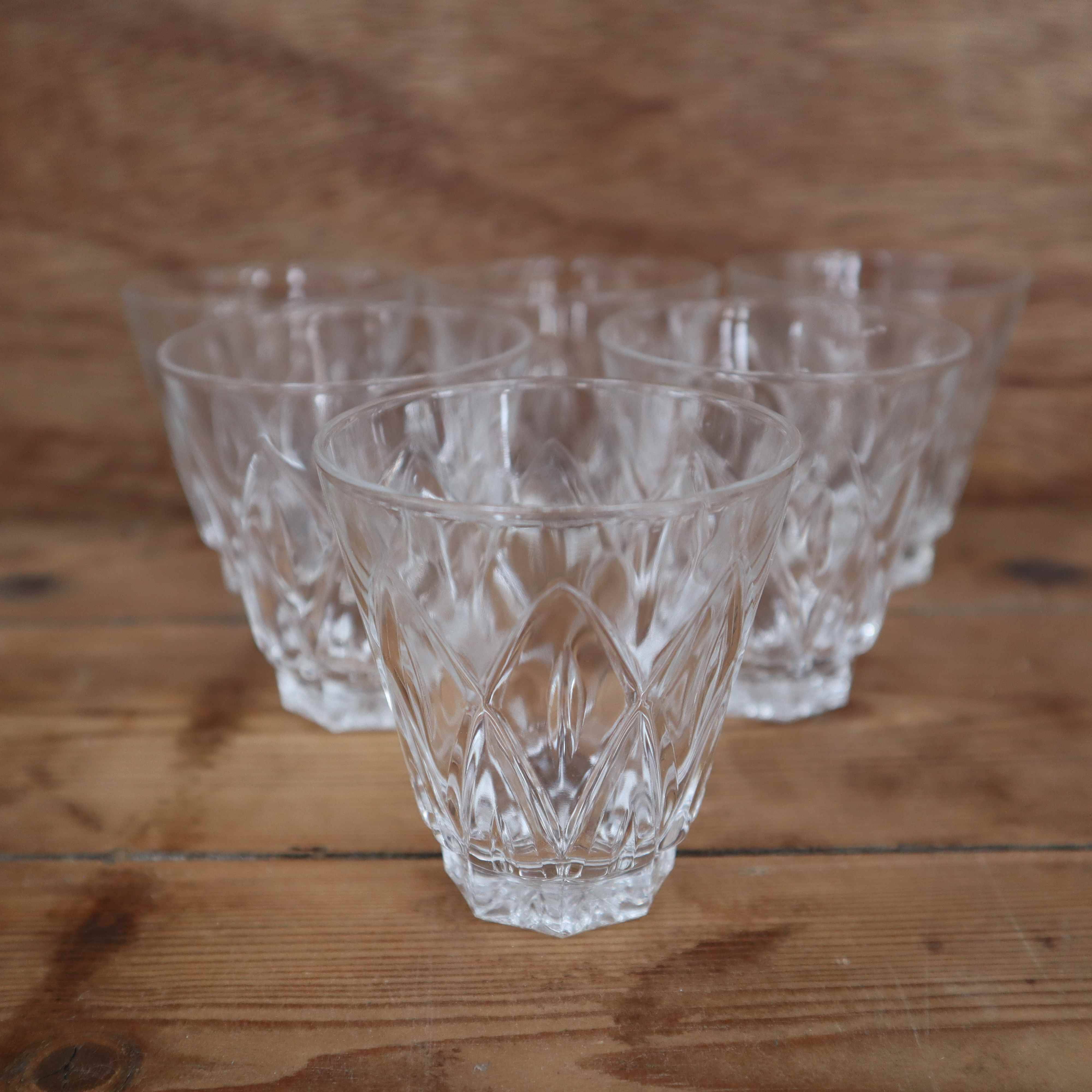 Set of 6 Harlequin wine/port glasses in Reims crystal glass 1950