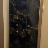 Black and gold lacquered Sanibloc furniture in the style of Maison Jansen, 1970