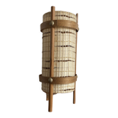Vintage handcrafted lamp in woven wool and wood veneer