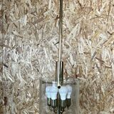 60s 70s Chandelier Huge Chandelier Pendant Lamp Limburg Glass & Chrome Design