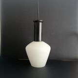 Vintage 1960s white opal glass hanging lamp mid-century modern