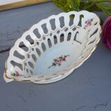 open porcelain basket fruit cup floral pattern