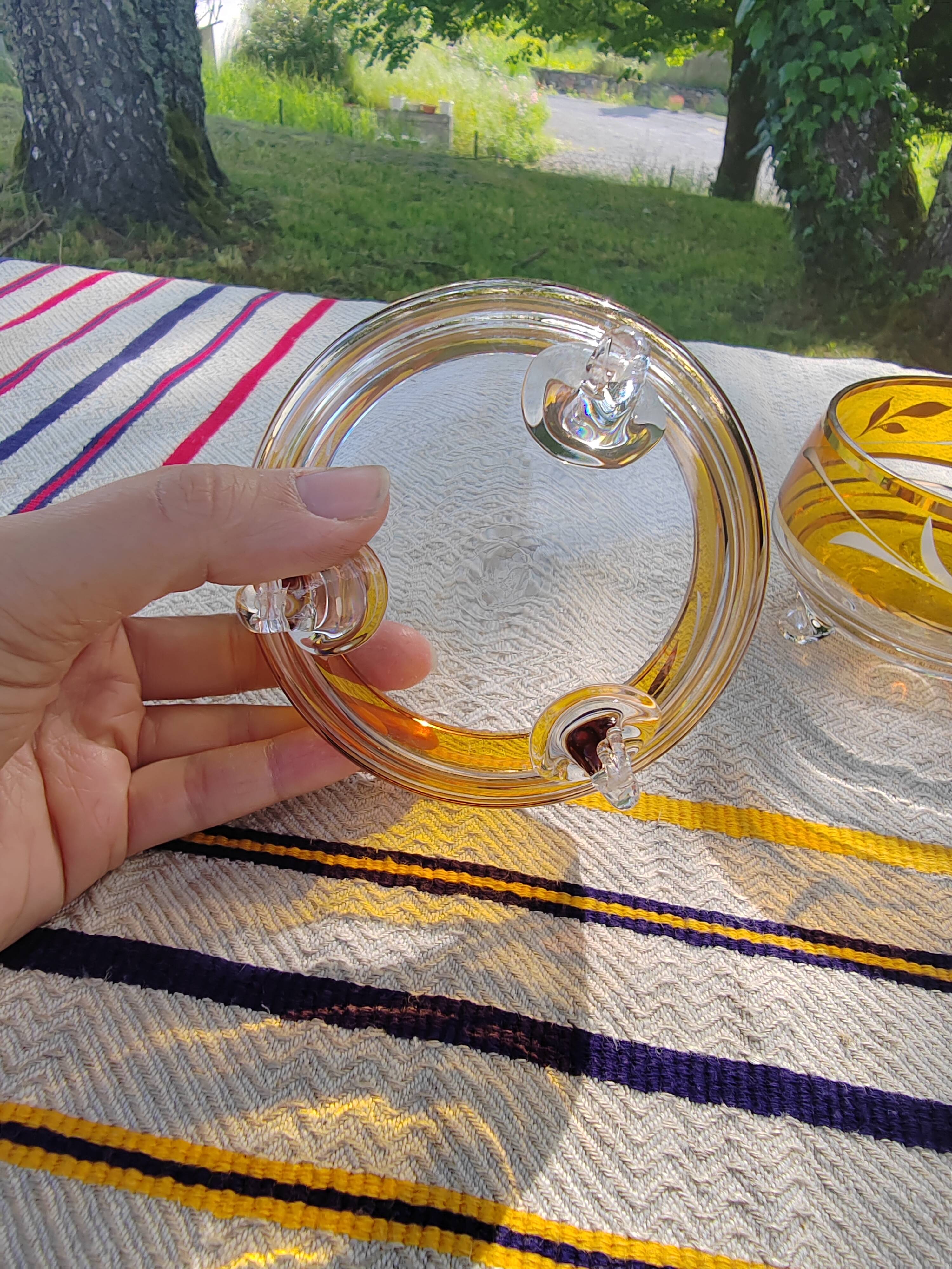 Pair of crystal stemmed bowls