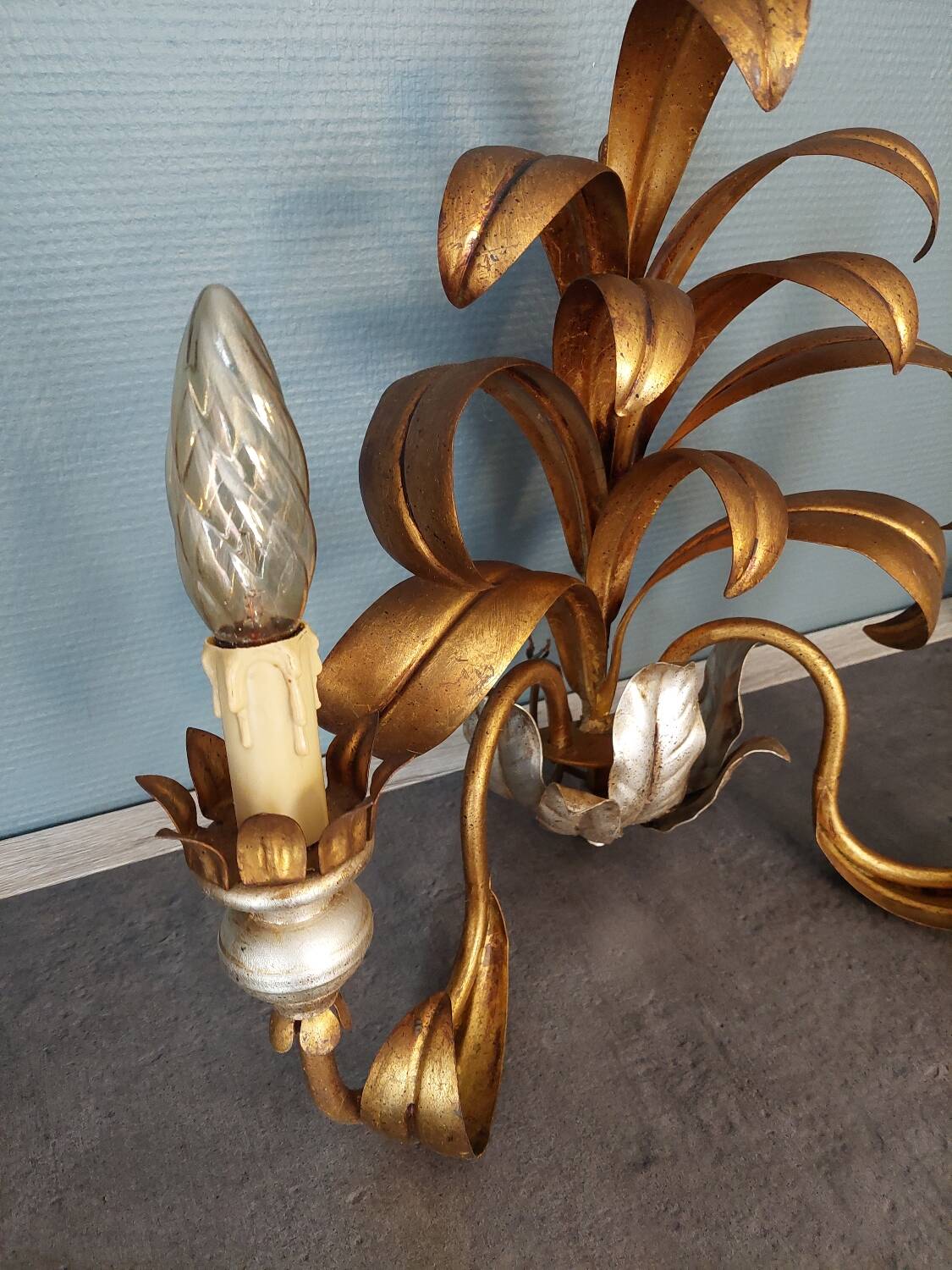 Gold metal wall light
