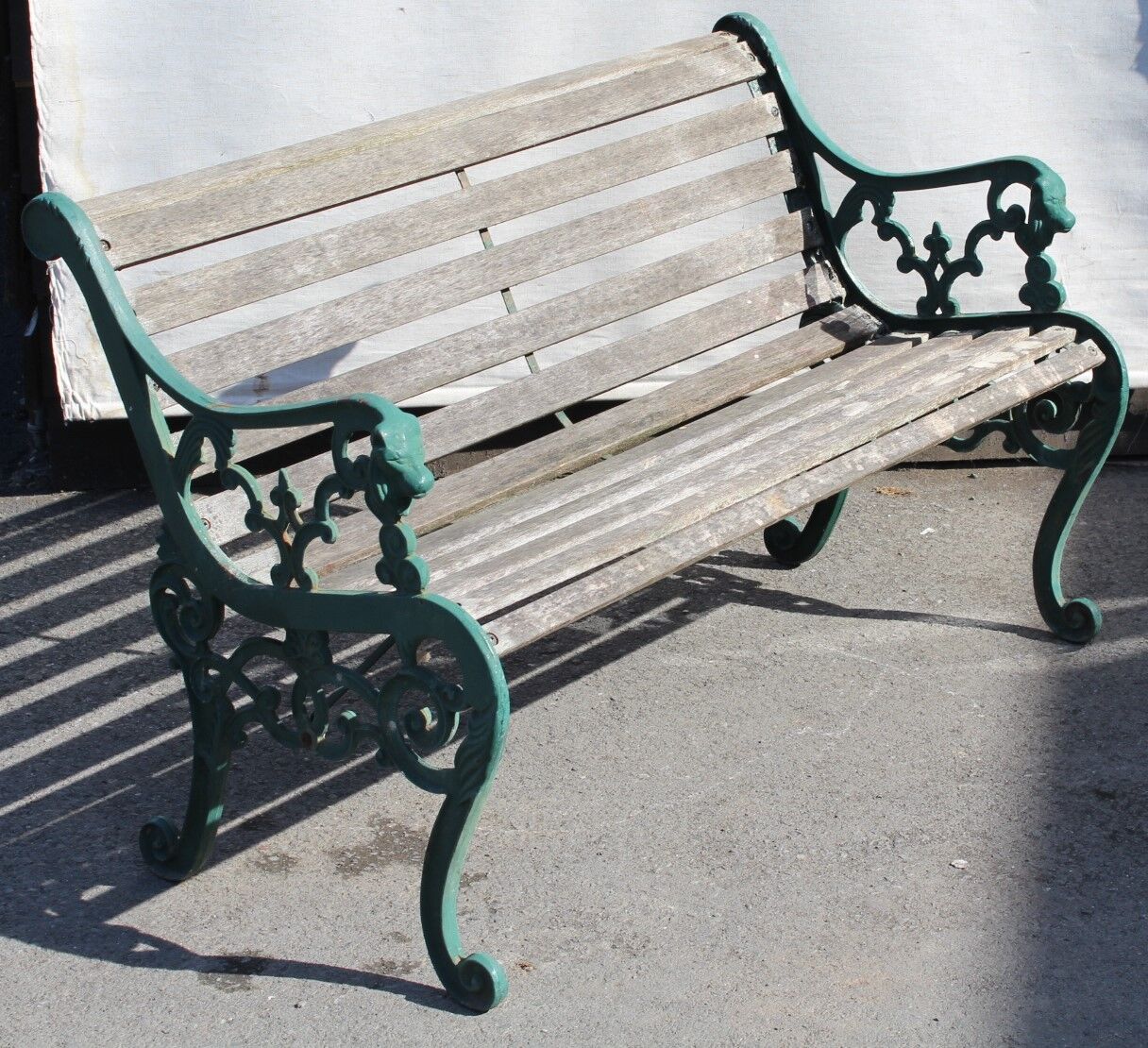 Garden cast iron bench with wooden slats