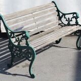 Garden cast iron bench with wooden slats