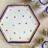 Blue and gold sweet egg set in Limoges porcelain, France, 1928