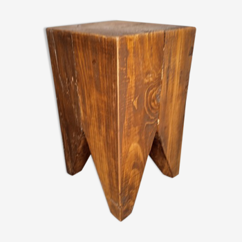 Brutalist stool old solid wood