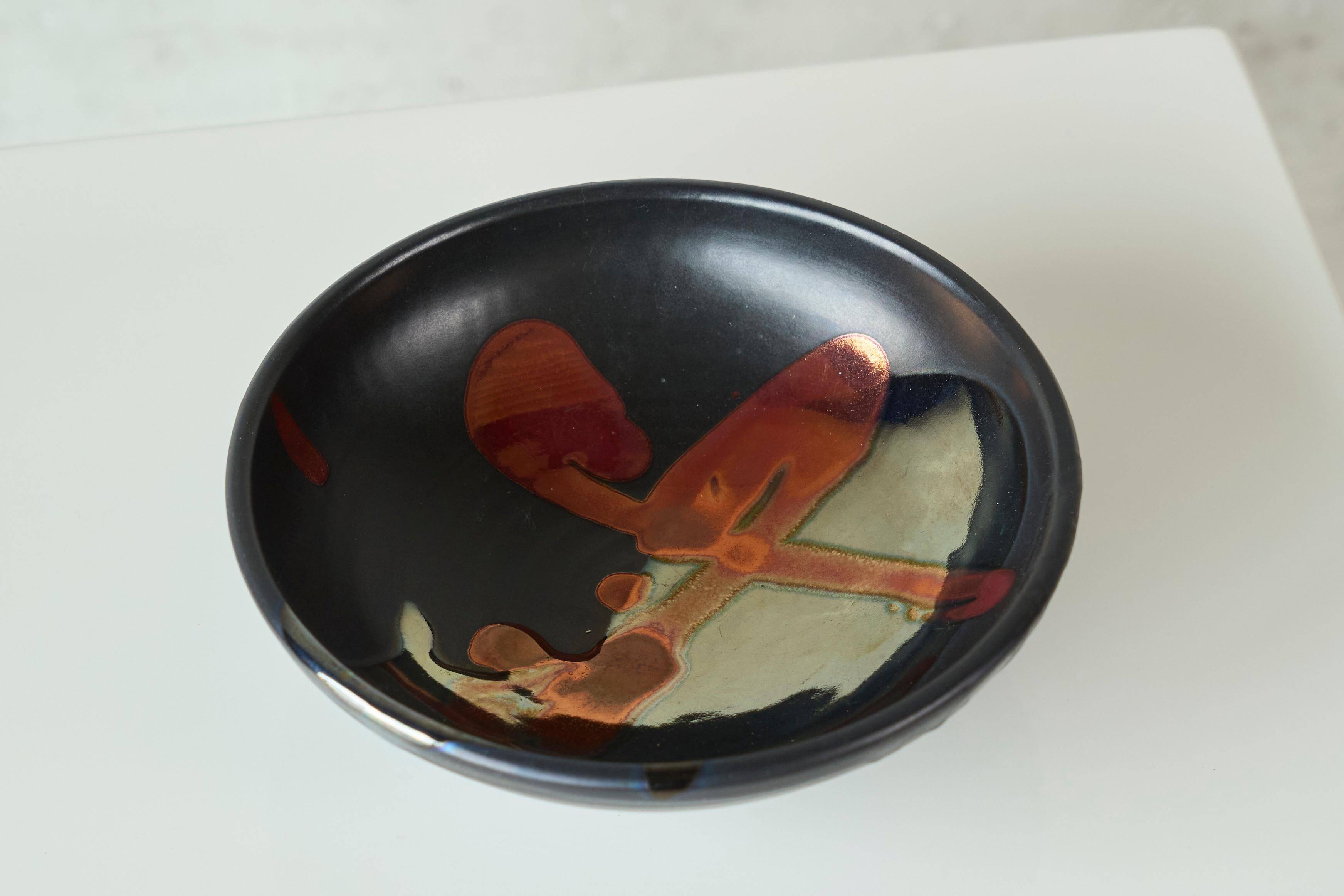 Coupe en poterie japonaise vitrifiée, ère Showa, années 1960