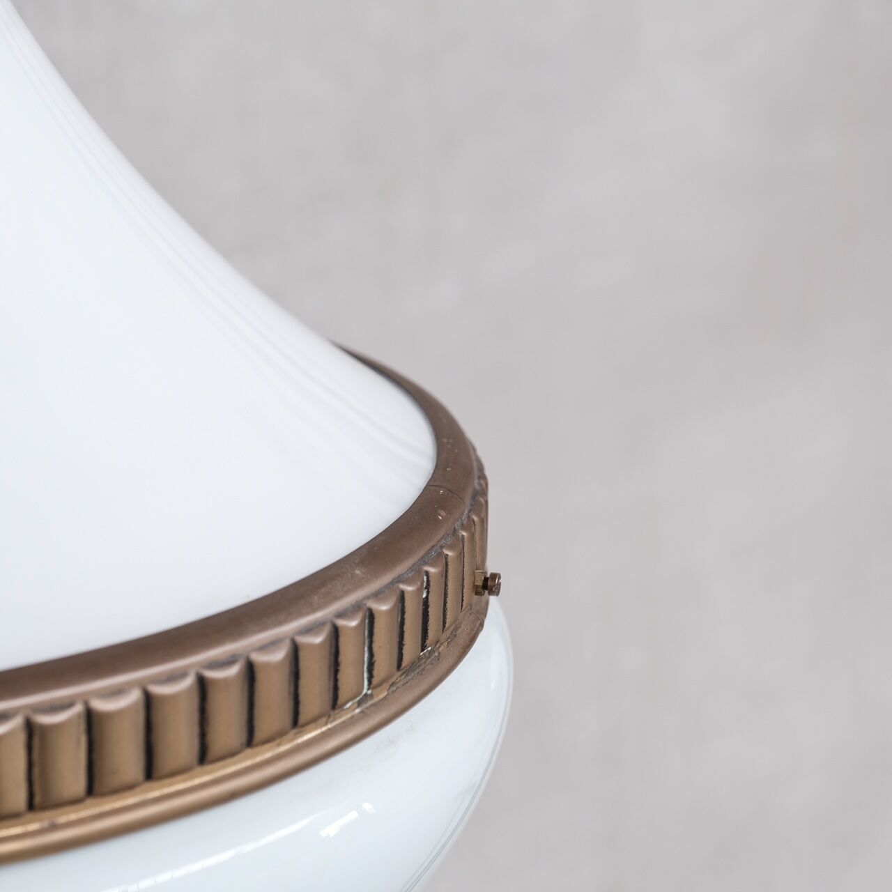 Mid-century opaline and brass pendant light