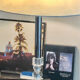 Silver-plated metal lamp base with crystal.
