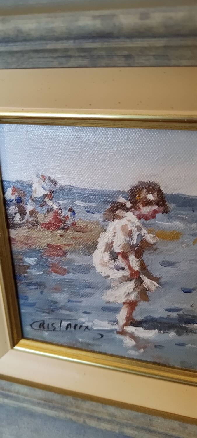 Tableau fillettes sur la plage