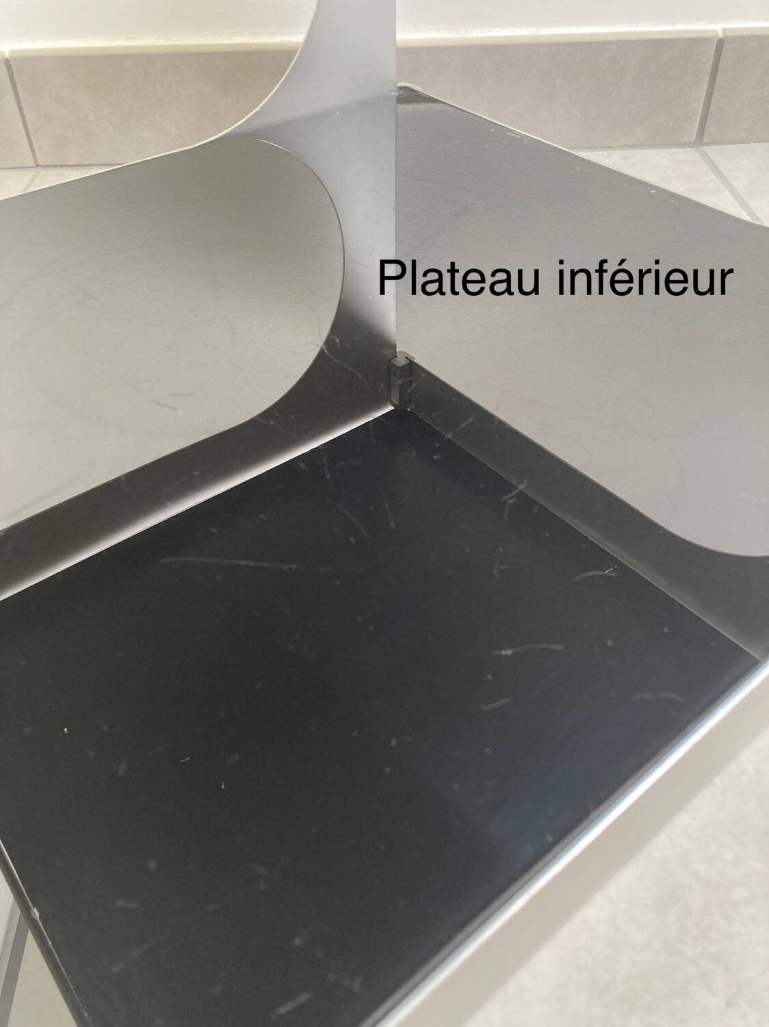70s aluminum and glass side table