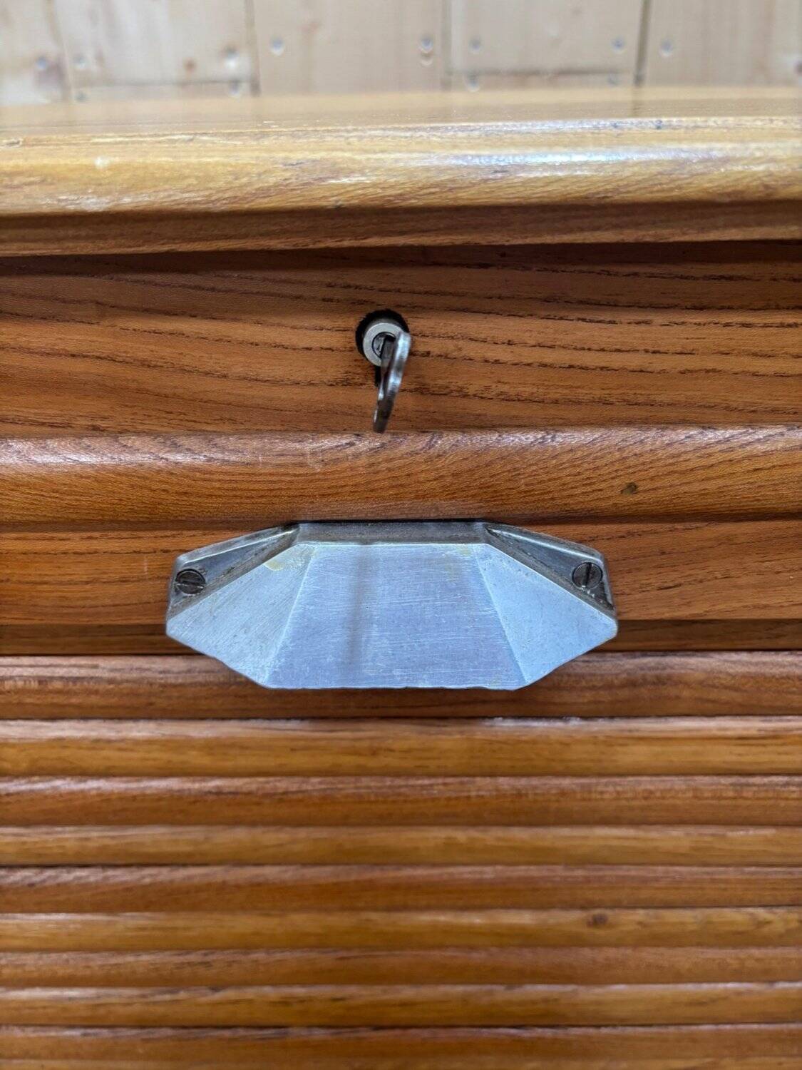 1950s curtain cabinet - Functionalist design in oak