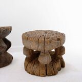 4 tabourets africains en bois sculpté