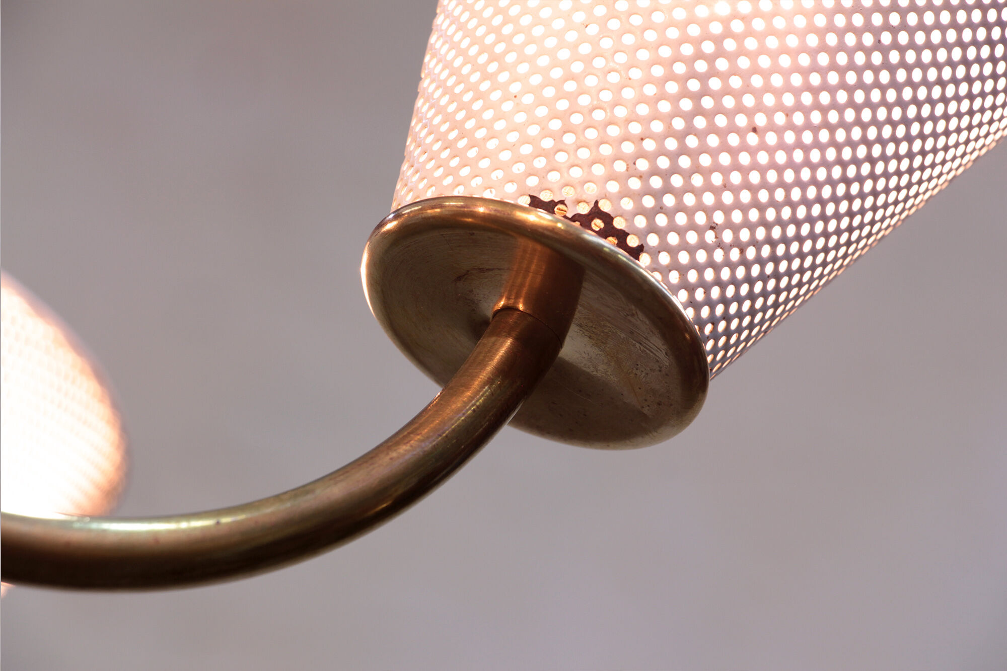 Perforated metal chandelier with 6 lights from the 1950s.