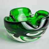 Sommerso green pocket emptier by Flavio Poli for Seguso, Murano glass, Italy, 1970