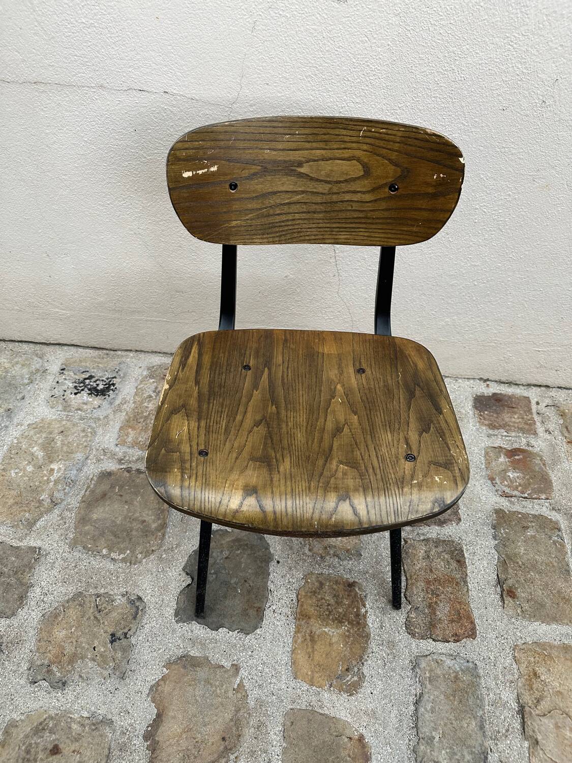 2 chaises style industriel en bois et métal