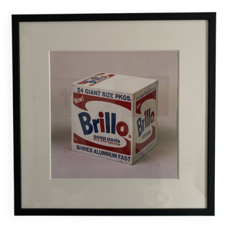 Original vintage pop art poster reissue of Andy Warhol “brillo box 1964”