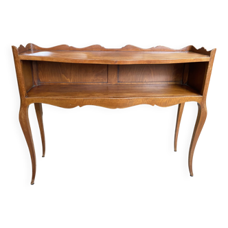 Console with niche in cherry wood, Louis XV style, entrance storage furniture.