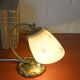 Antique Bedside Lamp / Art Deco Desk Lamp / Brass Table Light / Hand Blown