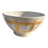 Vintage Earthenware Bowl with Yellow Tiles Pattern