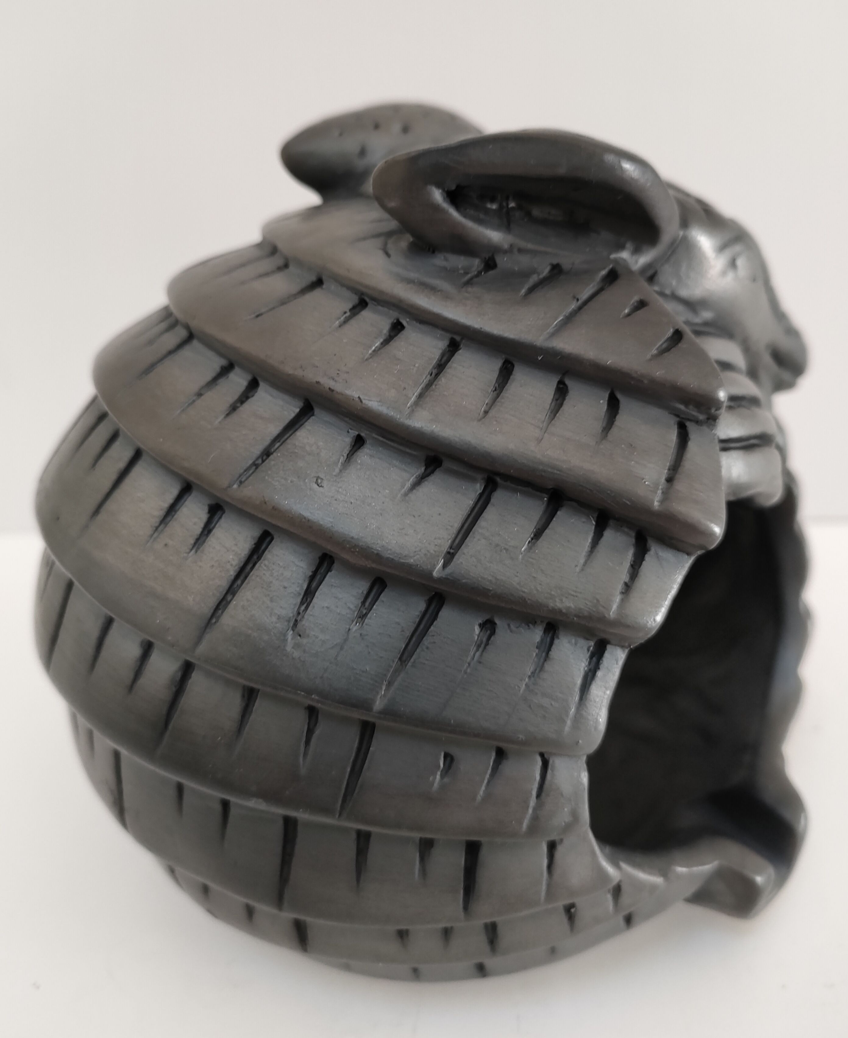 Zoomorphic ashtray armadillo black ceramic signed