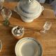 Set of 4 vintage deep plates in faience with blue decoration by Boulenger & Cie D2.