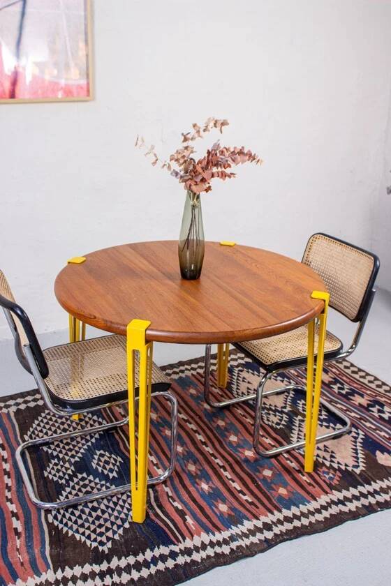 Vintage Teak Round Dining Table, Mid Century Danish