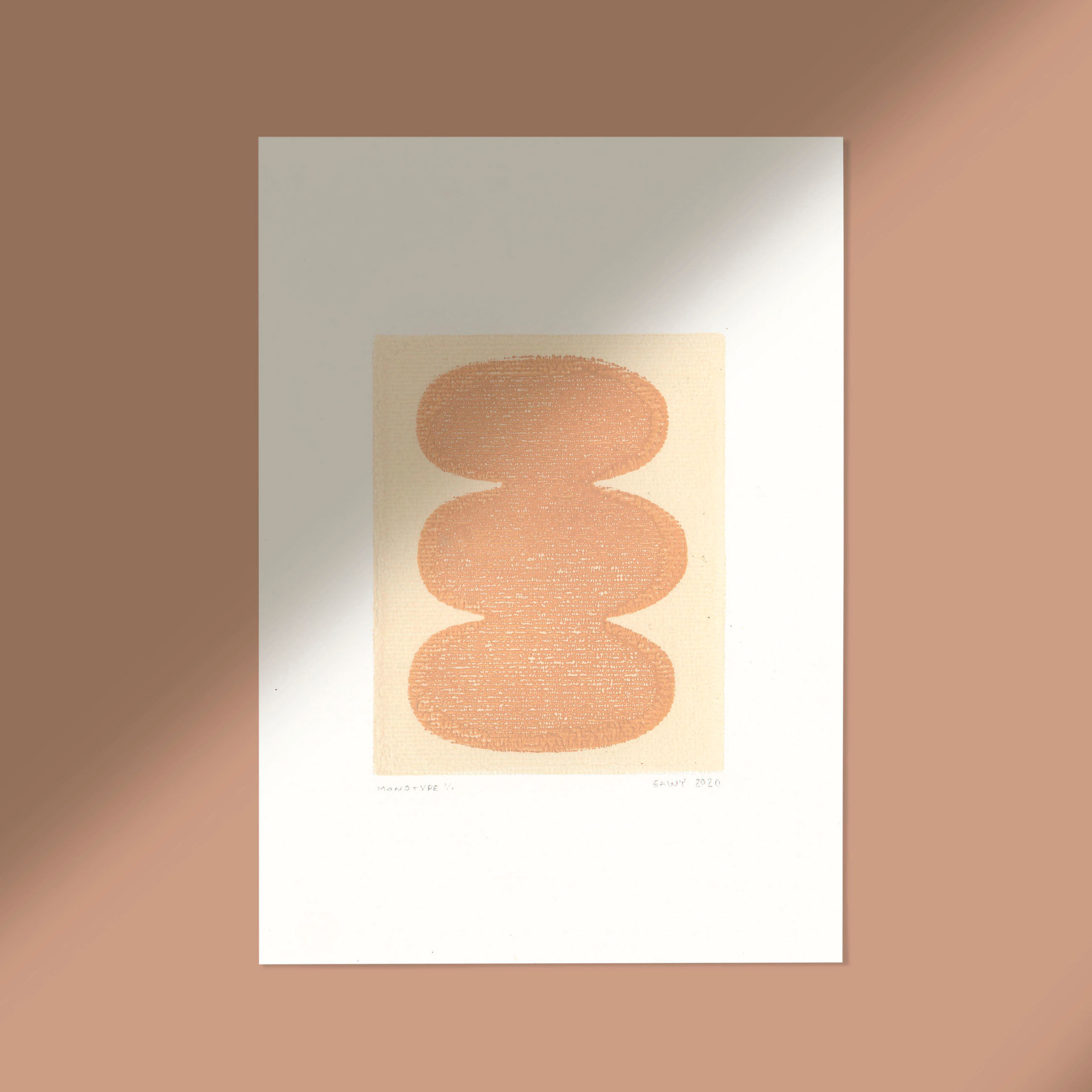 One-design painting on dated and signed paper without frame