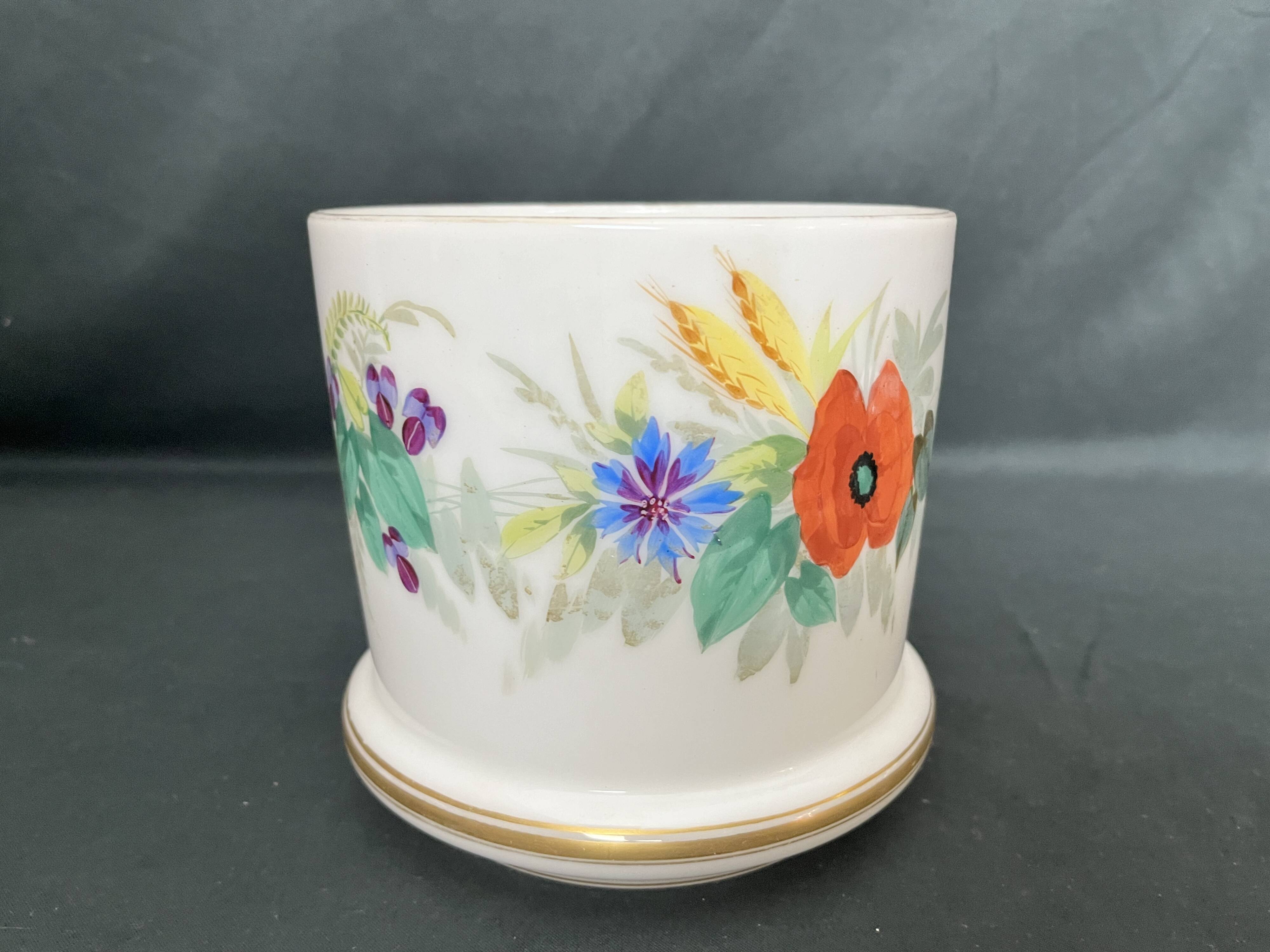 Cache-pot opaline décor fleurs des champs xxème vintage