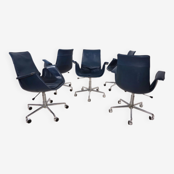 Set of 5 Kill International 6727 leather office chairs by Fabricius & Kastholm