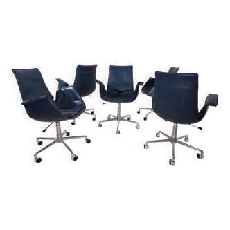 Set of 5 Kill International 6727 leather office chairs by Fabricius & Kastholm