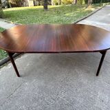 Round rosewood dining table by H. Henning for B. Hansen, 4/8 people.