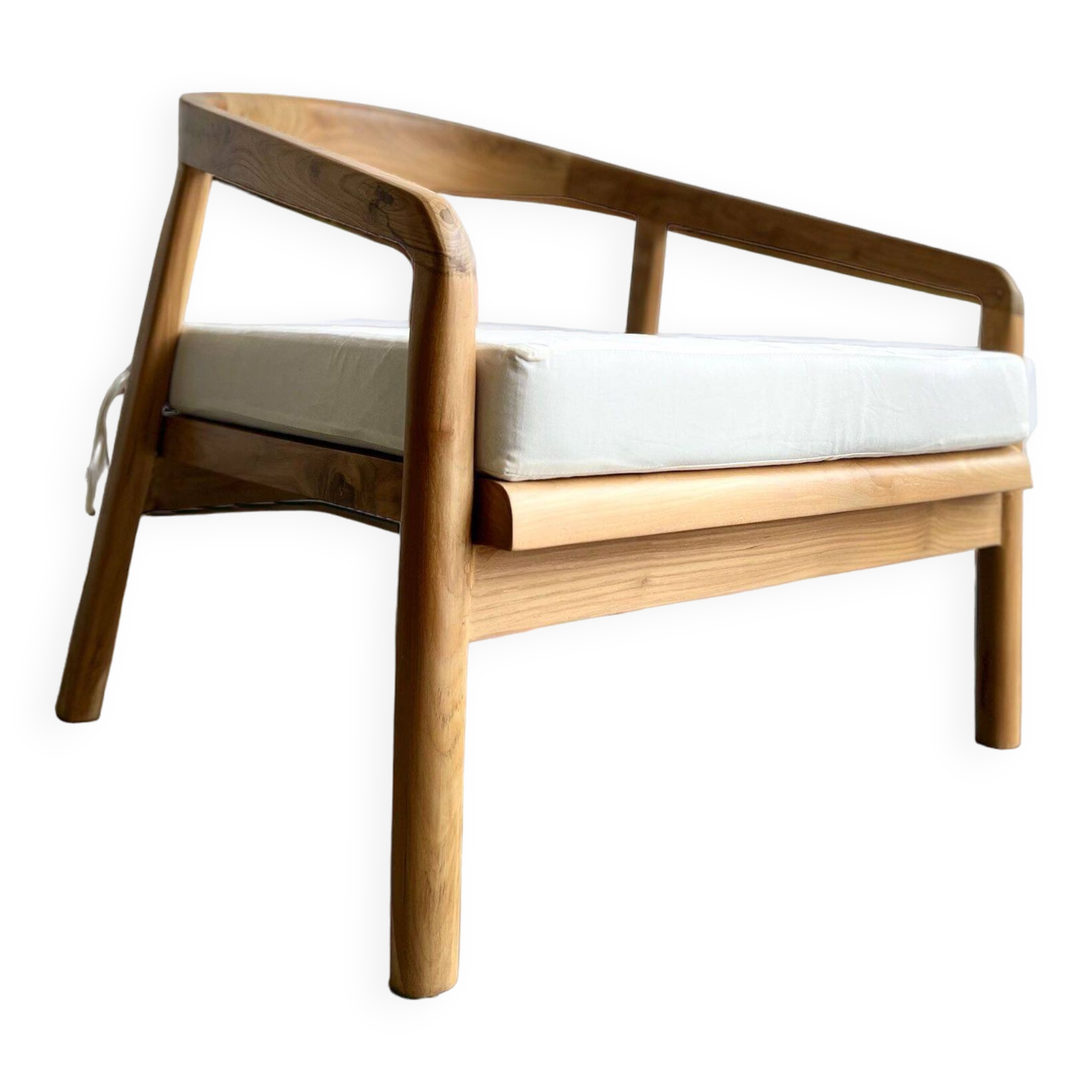Chaise longue profonde xl en bois de teck avec coussin