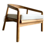 Deep XL teak wood chaise longue with cushion