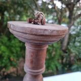 Antique lamp or candlestick, hand-carved, turned wood, Renaissance style