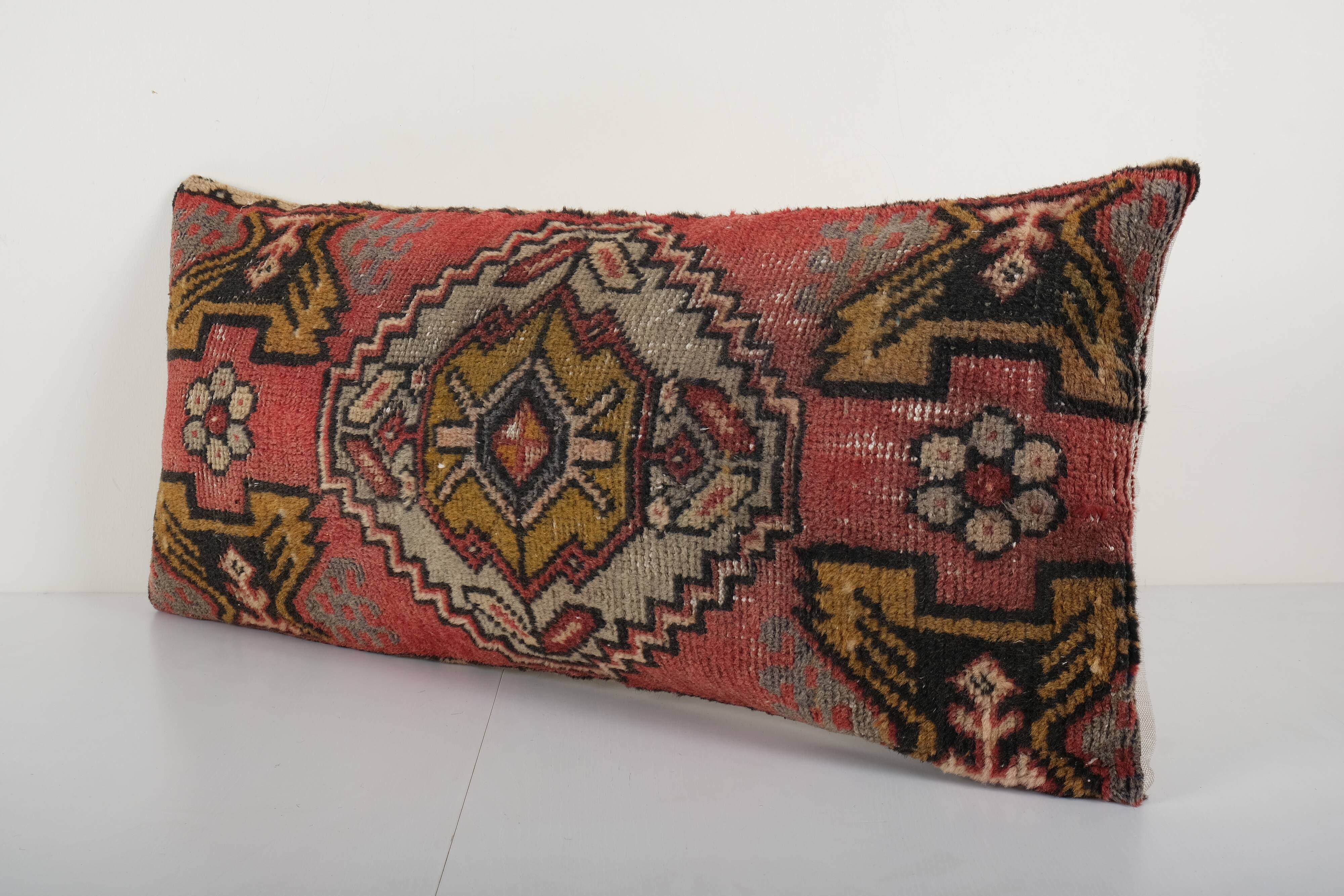 Ethnic lumbar oushak carpet rug pillow cover from anatolian